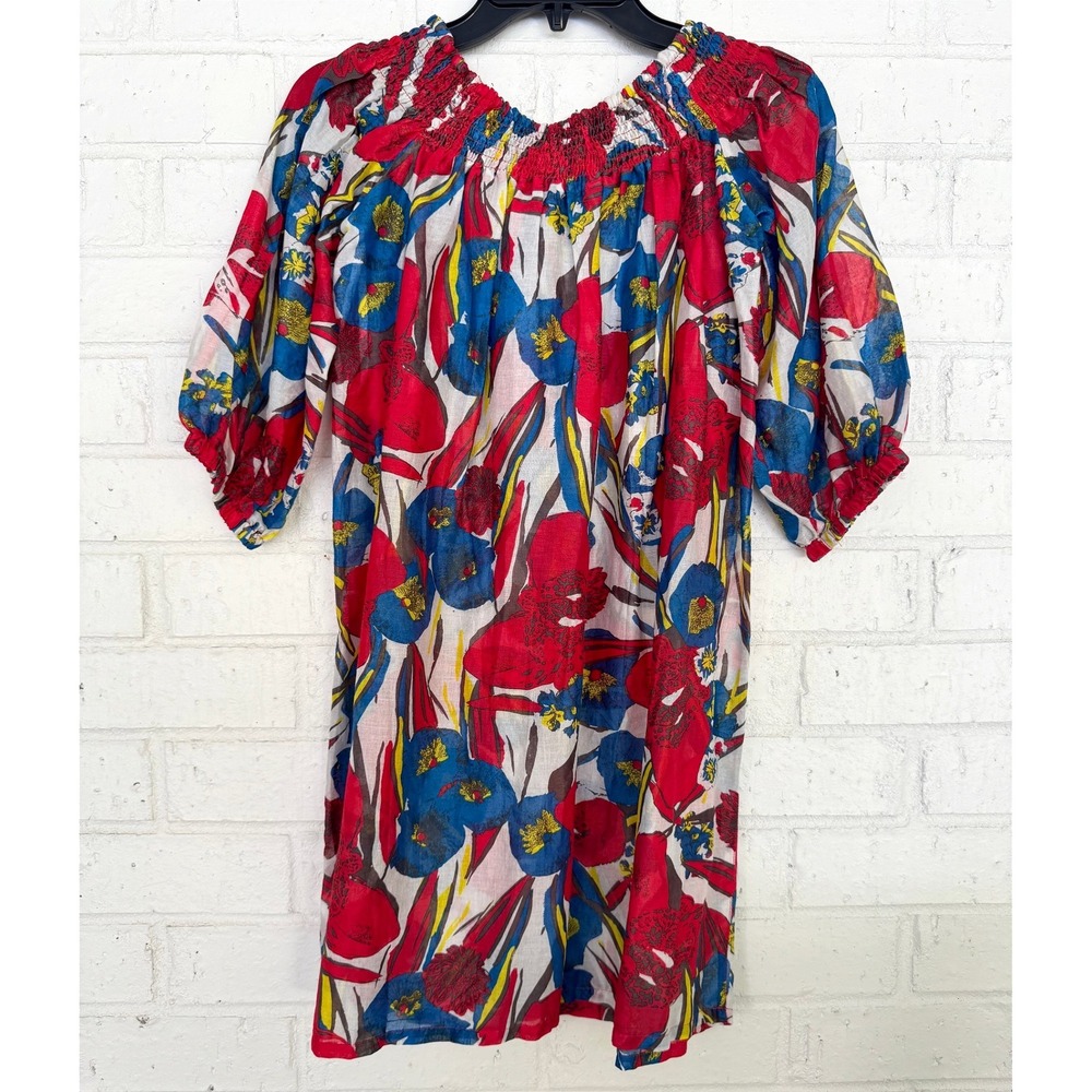 NWT 100% Cotton French Connection Floral Smocked Mini Dress Size XS Boho Chic